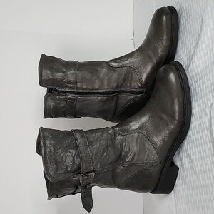Sundance Leather Moto Buckle Boots